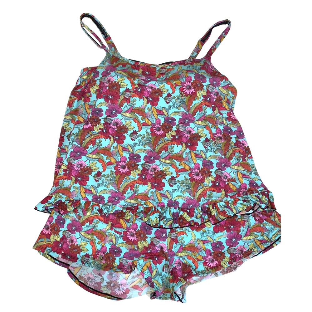 Fit 4 U Womens Floral Romper Swimsuit Plus Size 26W NEW Ruffled Tankini Shorts